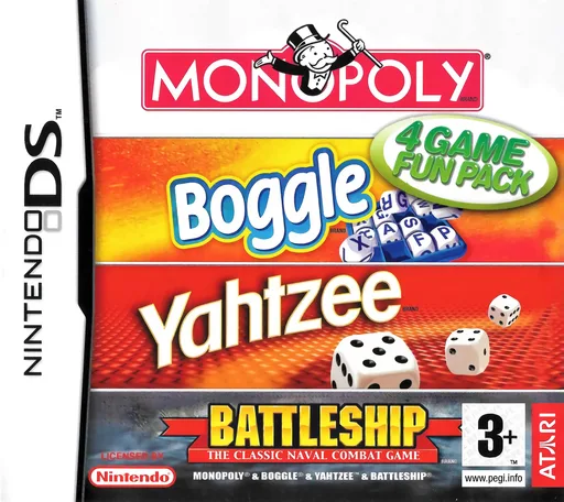 4 Game Fun Pack: Monopoly + Boggle + Yahtzee + Battleship
